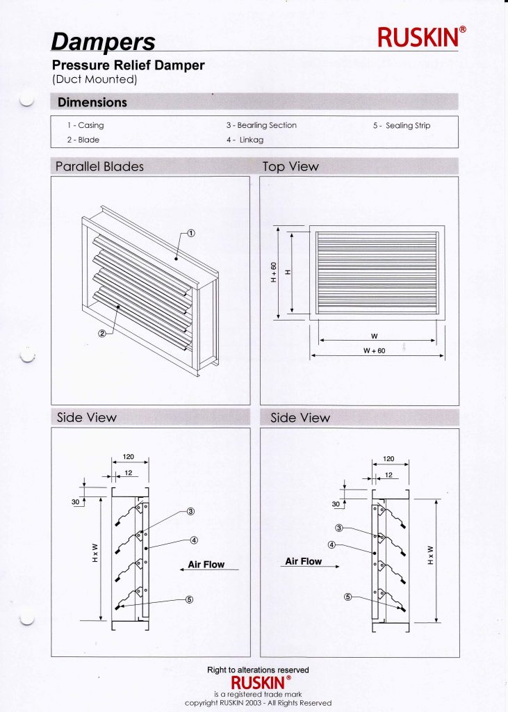 Pressure Relief Damper (Duct Mounted) Ruskin (M) Sdn Bhd